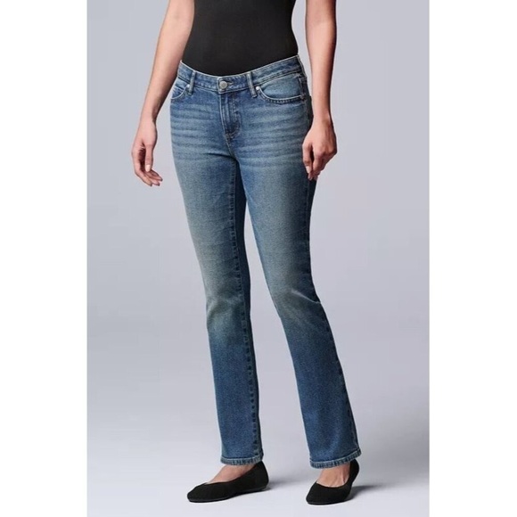 Simply Vera Vera Wang Womens High Rise Faded Slim Straight Leg Jeans Sz 16 New - Picture 6 of 7